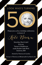 50th Black Diagonal Stripes Gold Double Border Photo