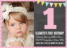 Gold Pink Glitter Photo Birthday Invitations