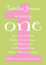 Pink Polka Dot First Birthday Turning 1 Invitations