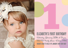 Pink Polka Dot First Birthday Photo Card