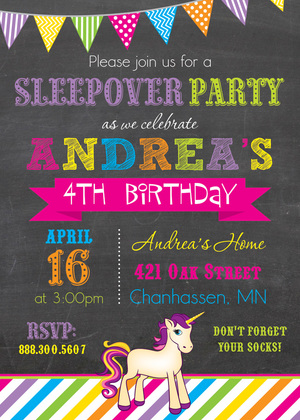 Bright Banners Unicorn Photo Birthday Invitations