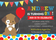 Puppy Dog Holding Balloon Primary Banners Invitation