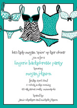Teal Sexy Wild Thing Lingerie Shower Invitations