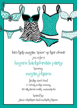 Teal Sexy Wild Thing Lingerie Shower Invitations