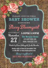 Pretty Burlap Roses Chalkboard Style Invitations