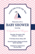 Pink Navy Sailboat Chevron Notched Frame