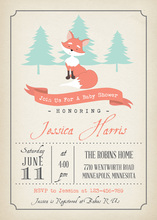 Woodland Fox Coral Mint Baby Shower Invites