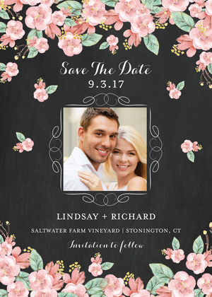 Chalkboard Floral Wedding Suite Invitations