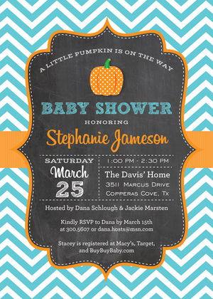 Little Pumpkin Blue Chevron Note