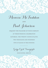 Coordinated Navy Lace Over Birch Bridal Invitations