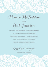 Coordinated Green Lace Over Birch Bridal Invitations