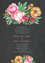 Bouquet Blue Wood Grain Border Invitations