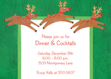 Peeking Reindeer Blue Invitations