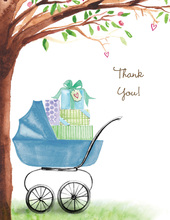 Beautiful Bassinet Boy Thank You Cards