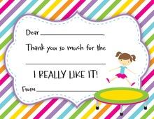 Trampoline Girl Kids Fill-In Thank You Cards