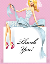 Beautiful Bride with Bow Blonde Lady Thank You Cards