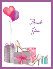 Bridal Shoes and Balloons Thank You Cards