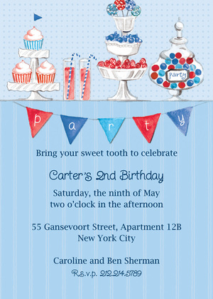 Candy Buffet Pink Birthday Party Invitations