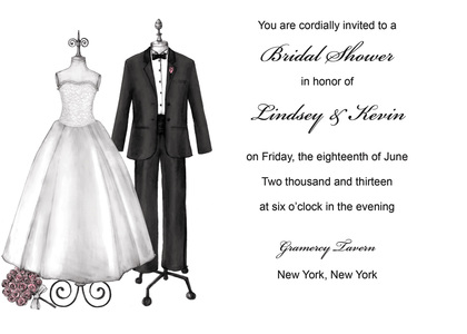 Modern Formal Couple Dress Wedding Invitations