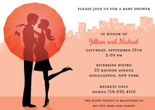 Romantic City Expecting Couple Invitation