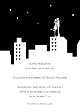 City Silhouette Couple Kissing Invitations