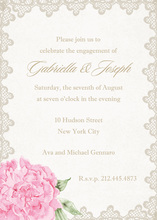 Blush Pink Script Lace On Burlap Invitations