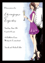 Pouring Champagne Blue Invitation