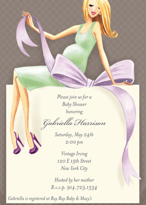 Expecting a Big Gift Neutral Brunette Invitation