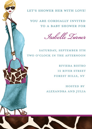 Fashionable Mom Blue Dress Invitations