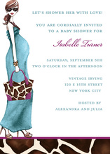 Fashionable Mom Blue Dress Invitations