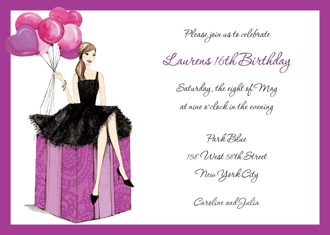 Fashionable Party Girl Invitations