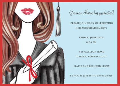 Glamorous Grad Brunette Lady Thank You Cards