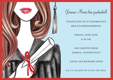 Glamorous Grad Brunette Invitation