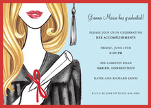 Glamorous Grad Blonde Invitations