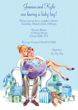 Kisses for Baby Blue Blonde Invitation