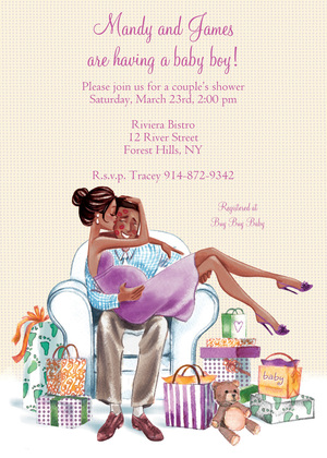 Kisses for Baby Neutral Blonde Invitation