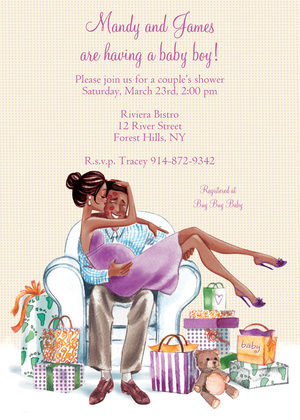 Kisses for Baby Neutral Brunette Invitation