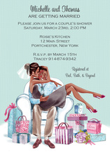 Kissing Couple Multicultural Bridal Shower Invitations