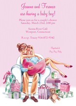 Kisses for Baby Pink Brunette Invitation