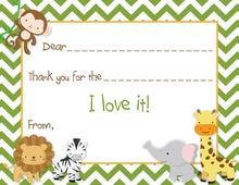 Safari Animals Fill-In Thank You Cards