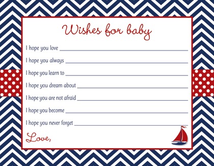 Navy Chevron Baby Shower Bingo Cards