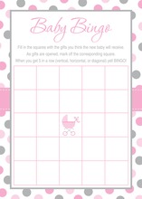 Grey Chevrons Pink Polka Dots Baby Shower Bingo Game