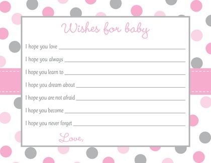 Pink Gray Polka Dot Baby Carriage Thank You Cards