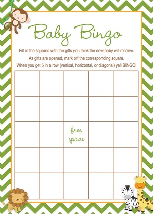 Green Chevron Safari Animals Baby Shower Invitations