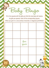 Green Chevron Safari Animals Baby Bingo