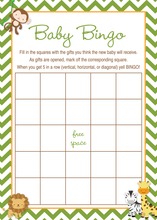 Green Chevron Safari Animals Baby Bingo