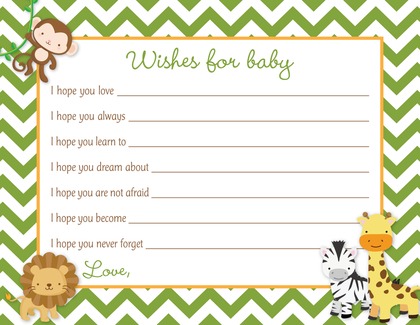 Green Chevron Safari Animals Baby Shower Invitations