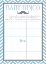 Little Mustache Blue Chevrons Baby Bingo