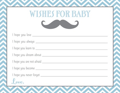 Little Mustache Blue Chevrons Raffle Cards