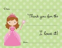 Princess Shower Olive Thank You Cards